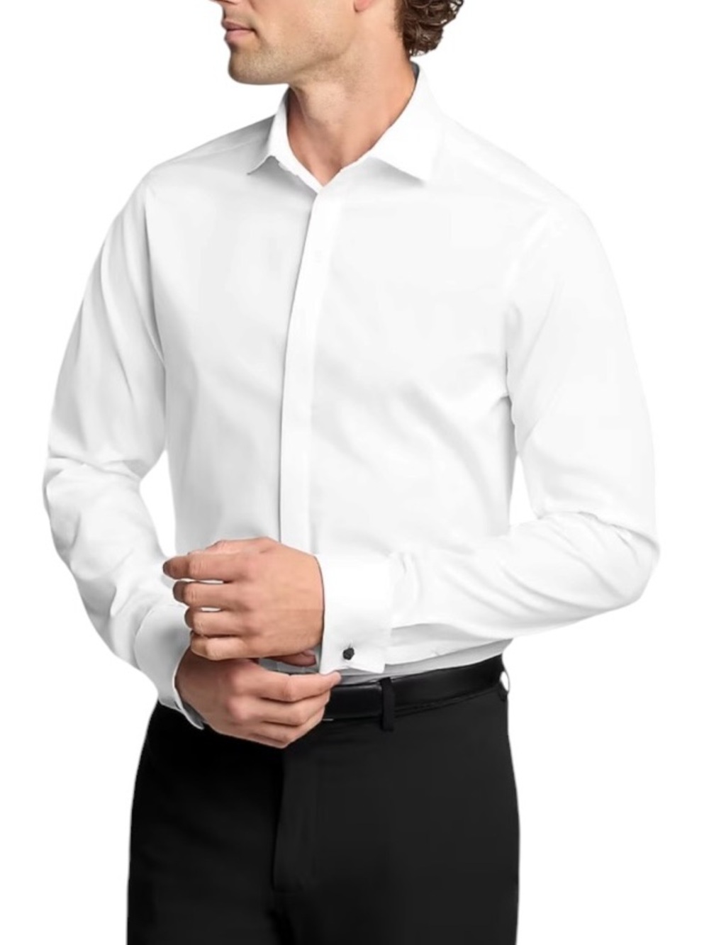 NWT Murano Collezione Slim Fit White Cotton French Cuff Camo Dress Shirt Size S